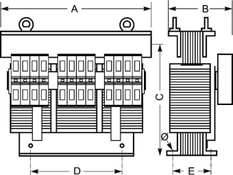 EREA 3 fasen transformator Upri 230V ∆ - 400V Y+N // Usec 230V ∆ - 400V Y+N  20000VA (20KVA) SPT20000/BTE
